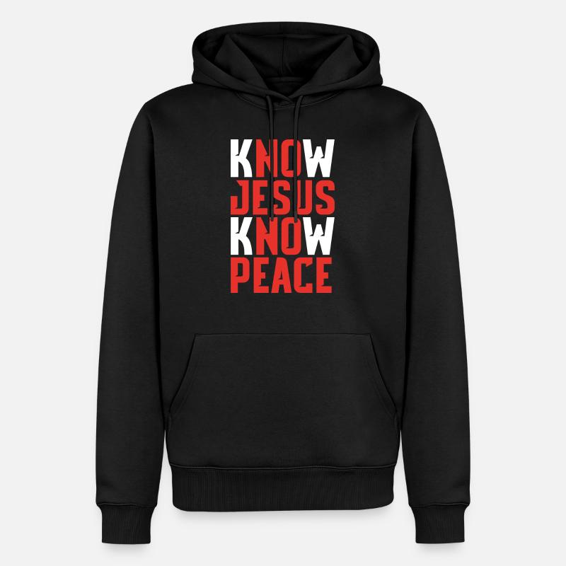 Know Jesus Know Peace - Sweat à capuche Premium bio Homme - noir