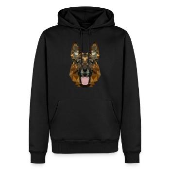 Polygon portrait berger allemand - Sweat à capuche Premium bio Homme - noir - Devant - Nico (187cm)