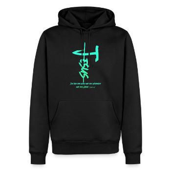 Jesus als Kreuzform - Joh 14, 6 - Männer Premium Bio Hoodie - Schwarz - Vorne - Nico (187cm)