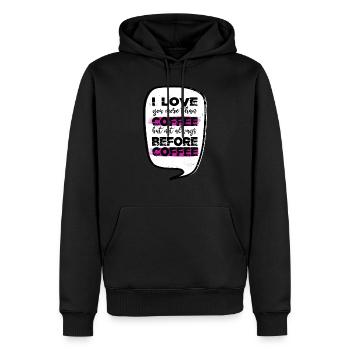 office coffeebean coffee cup funny quote milk - Männer Premium Bio Hoodie - Schwarz - Vorne - Nico (187cm)