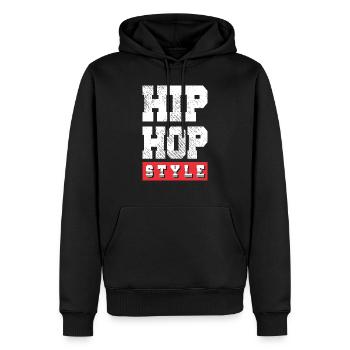 HIP HOP STYLE - Sweat à capuche Premium bio Homme - noir - Devant - Nico (187cm)
