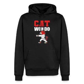 Chat Wondo Cat Lover Cadeau - Sweat à capuche Premium bio Homme - noir - Devant - Nico (187cm)