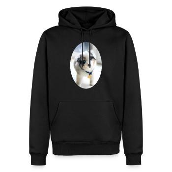 Ein ganz junger Australien Shepherd - Männer Premium Bio Hoodie - Schwarz - Vorne - Nico (187cm)