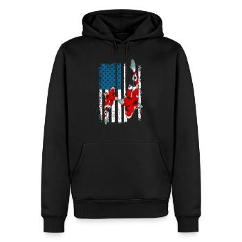 Vintage Patriotic KOI Lover Designs T-Shirt - Sweat à capuche Premium bio Homme - noir - Devant - Nico (187cm)