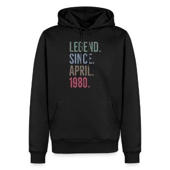 Légende depuis avril 1980 - Sweat à capuche Premium bio Homme - noir - Devant - Nico (187cm)