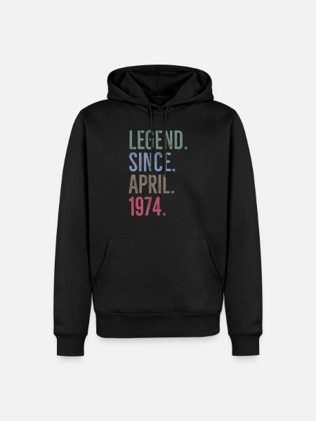Legende seit April 1974 - Männer Premium Bio Hoodie - Schwarz
