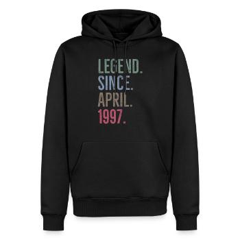 Légende depuis avril 1997 - Sweat à capuche Premium bio Homme - noir - Devant - Nico (187cm)
