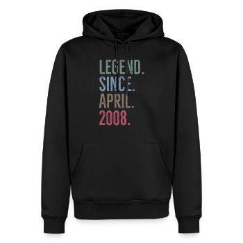 Légende depuis avril 2008 - Sweat à capuche Premium bio Homme - noir - Devant - Nico (187cm)