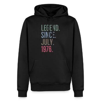 Légende depuis juillet 1976 - Sweat à capuche Premium bio Homme - noir - Devant - Nico (187cm)