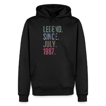 Légende depuis juillet 1987 - Sweat à capuche Premium bio Homme - noir - Devant - Nico (187cm)