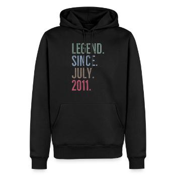 Légende depuis juillet 2011 - Sweat à capuche Premium bio Homme - noir - Devant - Nico (187cm)