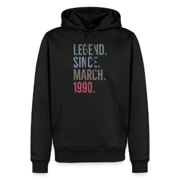 Legende seit März 1990 - Männer Premium Bio Hoodie - Schwarz - Vorne - Nico (187cm)