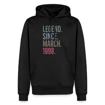 Légende depuis mars 1998 - Sweat à capuche Premium bio Homme - noir - Devant - Nico (187cm)
