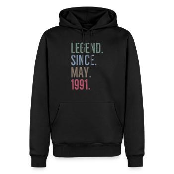 Légende depuis mai 1991 - Sweat à capuche Premium bio Homme - noir - Devant - Nico (187cm)