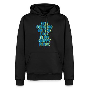 Journée boire sur le lac est mon endroit heureux 3 - Sweat à capuche Premium bio Homme - noir - Devant - Nico (187cm)