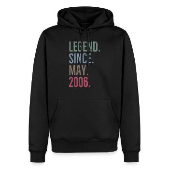 Légende depuis mai 2006 - Sweat à capuche Premium bio Homme - noir - Devant - Nico (187cm)