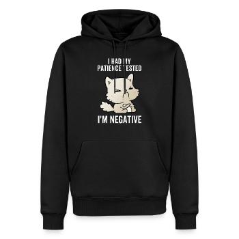 J’ai eu ma patience testée Je suis négatif - Sweat à capuche Premium bio Homme - noir - Devant - Nico (187cm)