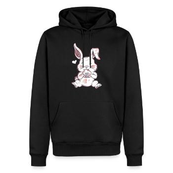 Niedlicher Süßer Hase isst japanische Onigiri - Männer Premium Bio Hoodie - Schwarz - Vorne - Nico (187cm)