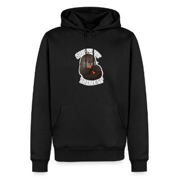 Tazz parle | Shrimply le meilleur - Sweat à capuche Premium bio Homme - noir - Devant - Nico (187cm)
