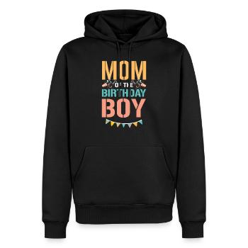 Anniversaire maman garçon - Sweat à capuche Premium bio Homme - noir - Devant - Nico (187cm)