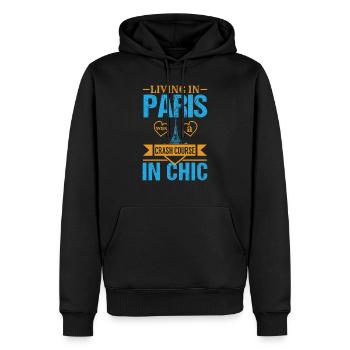 DAS LEBEN IN PARIS WAR EIN CRASHKURS IN CHIC - Männer Premium Bio Hoodie - Schwarz - Vorne - Nico (187cm)