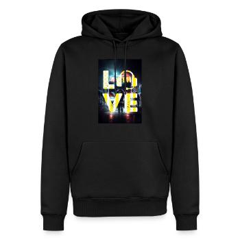 Répartiteur d’urgence Love - Sweat à capuche Premium bio Homme - noir - Devant - Nico (187cm)