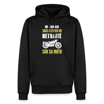 Ne jamais sous estimer un retraité sur sa moto - Sweat à capuche Premium bio Homme - noir - Devant - Nico (187cm)