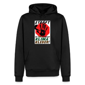 STOPPT die GRÜN-radikalen KLIMA-KLEBER - Männer Premium Bio Hoodie - Schwarz - Vorne - Nico (187cm)