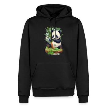 Panda Bär ißt Bambus - Männer Premium Bio Hoodie - Schwarz - Vorne - Nico (187cm)