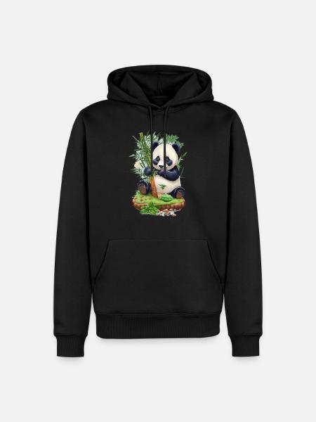 Panda bear eats bamboo - Men’s Premium Organic Hoodie - black