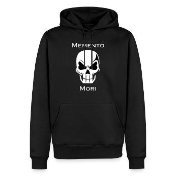 Memento Mori Skull Minimal - Männer Premium Bio Hoodie - Schwarz - Vorne - Nico (187cm)