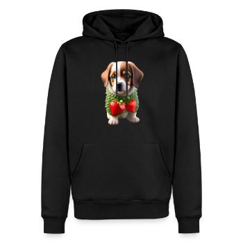 Hund mit Erdbeeren - Männer Premium Bio Hoodie - Schwarz - Vorne - Nico (187cm)
