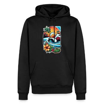 surf plage palmier soleil vacances - Sweat à capuche Premium bio Homme - noir - Devant - Nico (187cm)