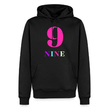 Nine-9th Anniversary - Men’s Premium Organic Hoodie - black - Front - Nico (187cm)