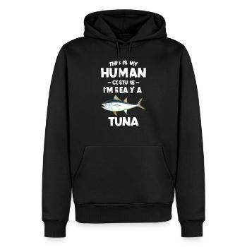 Das ist mein menschliches Kostüm Ich bin wirklich ein Thunfisch - Männer Premium Bio Hoodie - Schwarz - Vorne - Nico (187cm)