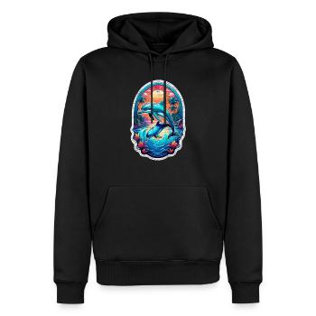 Delfin & Ozean - Männer Premium Bio Hoodie - Schwarz - Vorne - Nico (187cm)