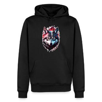 Wolf Tattoo - Männer Premium Bio Hoodie - Schwarz - Vorne - Nico (187cm)