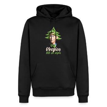 Vosgien tête de sapin - Sweat à capuche Premium bio Homme - noir - Devant - Nico (187cm)