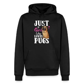 Nur ein Mädchen, das Möpse liebt Niedlicher Hund Haustierliebhaber - Männer Premium Bio Hoodie - Schwarz - Vorne - Nico (187cm)
