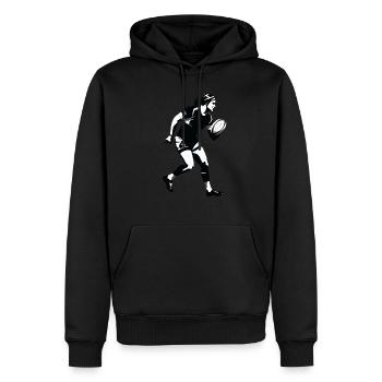 Marc the rugby player - Men’s Premium Organic Hoodie - black - Front - Nico (187cm)