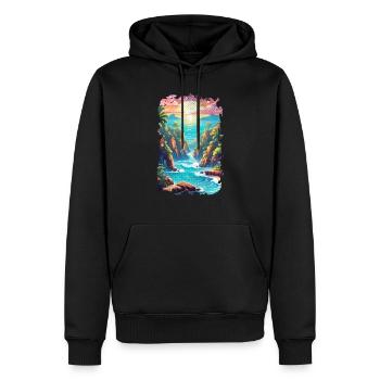plage vacances soleil mer - Sweat à capuche Premium bio Homme - noir - Devant - Nico (187cm)
