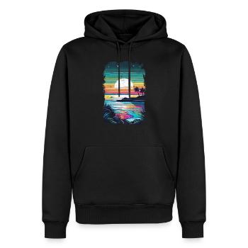 plage vacances soleil mer - Sweat à capuche Premium bio Homme - noir - Devant - Nico (187cm)