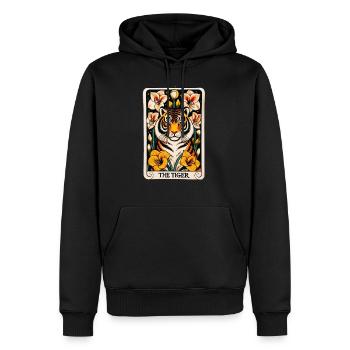 La carte de tarot du tigre - Sweat à capuche Premium bio Homme - noir - Devant - Nico (187cm)