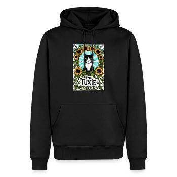 Le Tuxie - Sweat à capuche Premium bio Homme - noir - Devant - Nico (187cm)