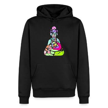 Human Design Bodygraph 2 - Männer Premium Bio Hoodie - Schwarz - Vorne - Nico (187cm)