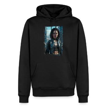 Porträt eines Sci-Fi-Cyberpunk-Mädchens - Männer Premium Bio Hoodie - Schwarz - Vorne - Nico (187cm)