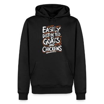 Ablenkung durch Ziegen und Hühner - Männer Premium Bio Hoodie - Schwarz - Vorne - Nico (187cm)