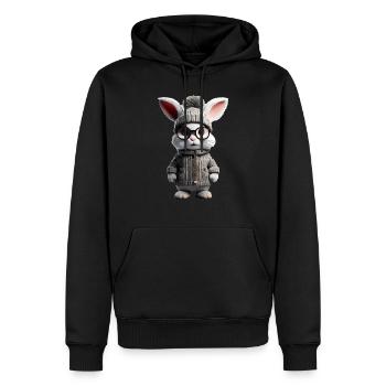 A cute little rabbit with a knitted vest - Men’s Premium Organic Hoodie - black - Front - Nico (187cm)