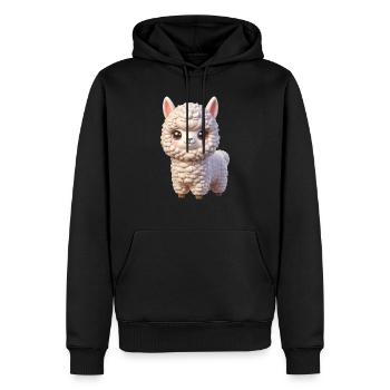 Alpaka 3 - Männer Premium Bio Hoodie - Schwarz - Vorne - Nico (187cm)