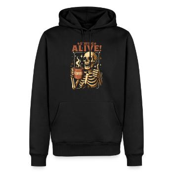 Café squelette Staying Alive - Sweat à capuche Premium bio Homme - noir - Devant - Nico (187cm)